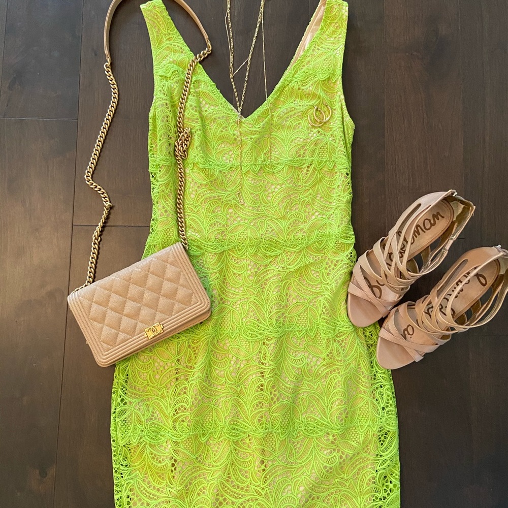 Bebe green lace dress